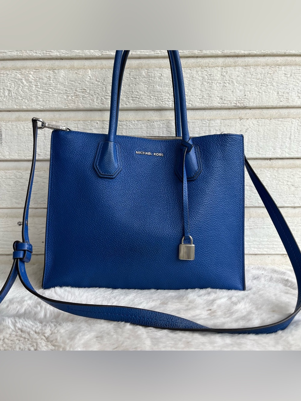 MICHAEL KORS Royal Blue Mercer Tote Satchel Crossbody Bag Bedford Raven Selma